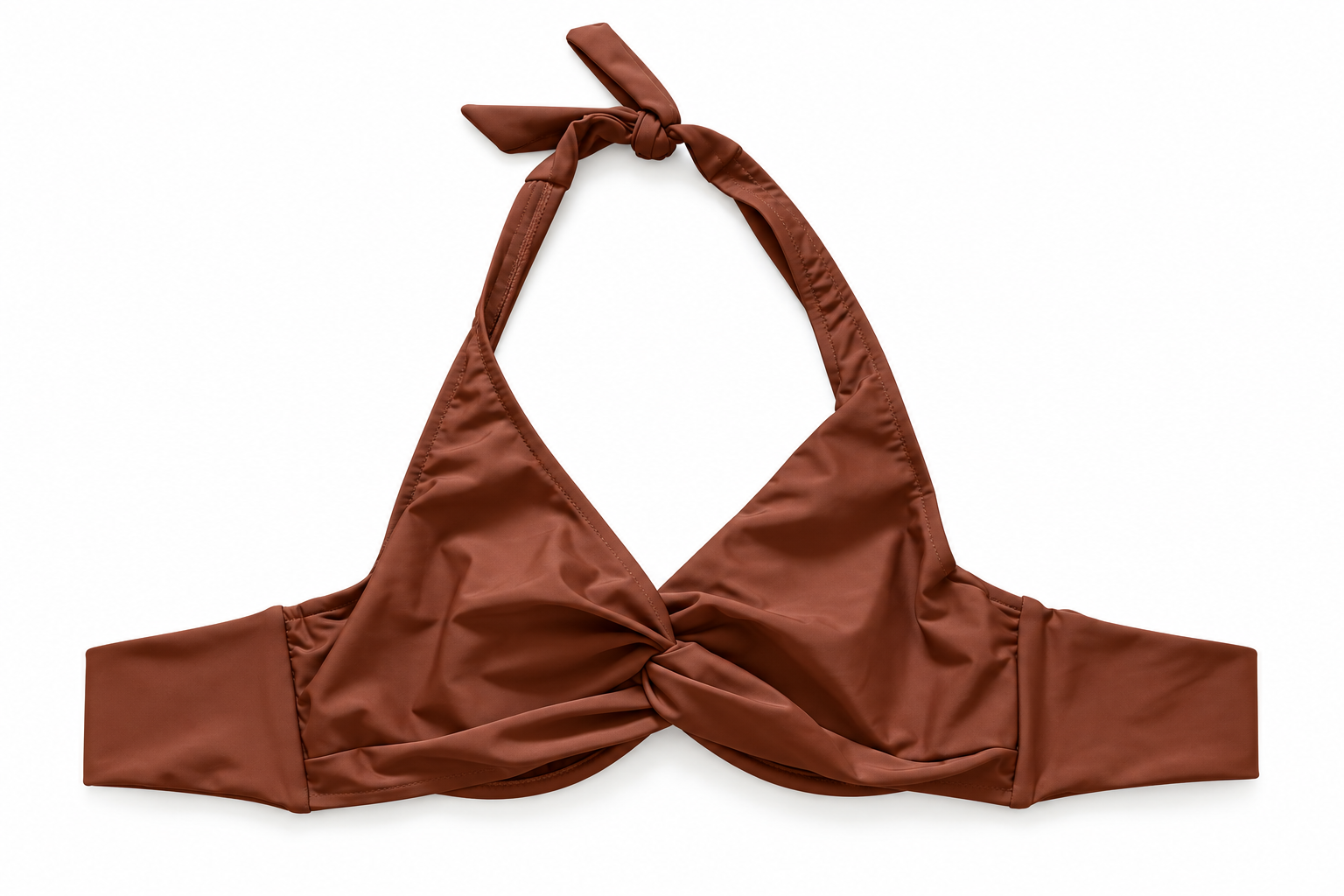 Chocolate Twist-Front Halter Bikini Top product view