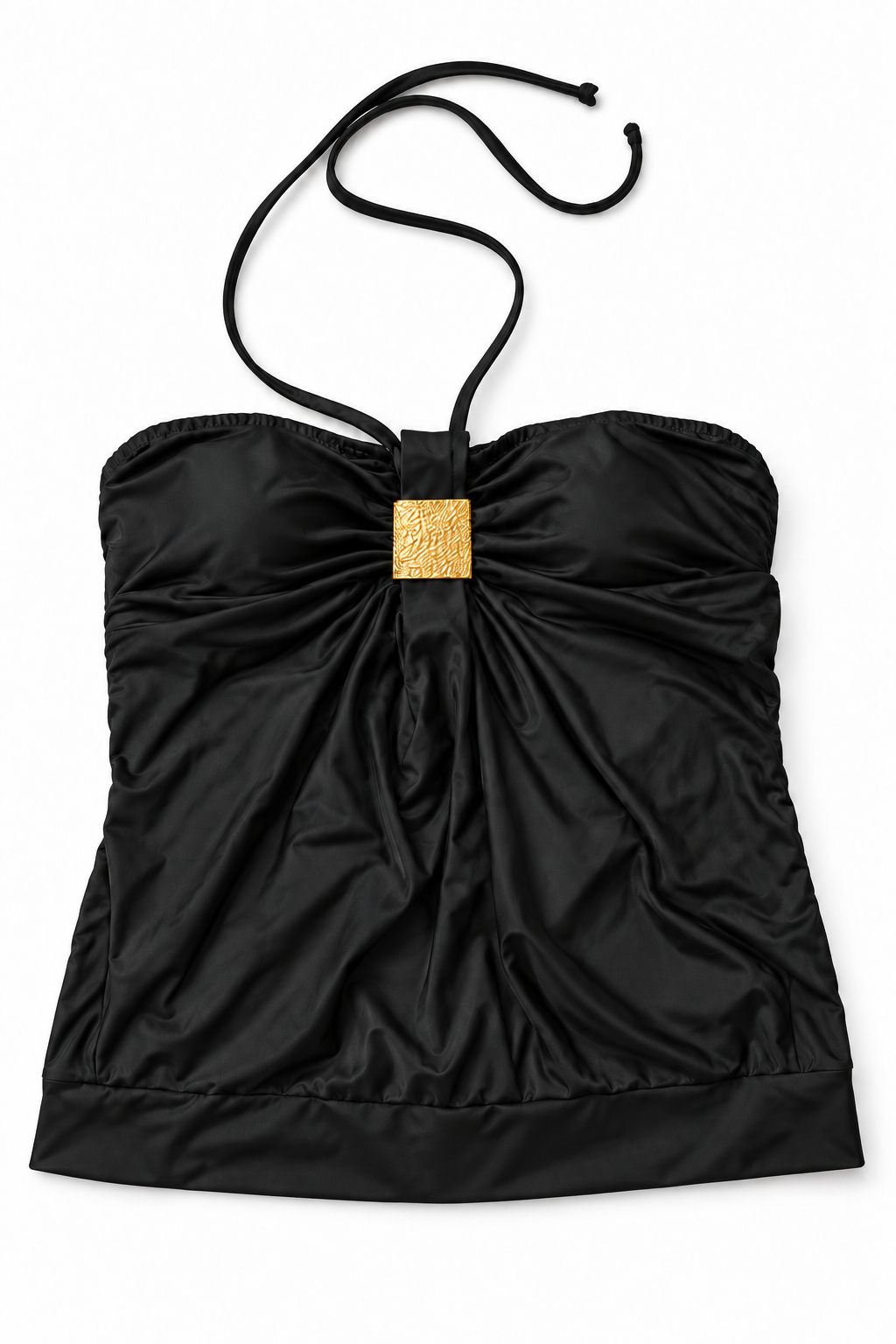 Black Gold-Accent Tankini Top product view